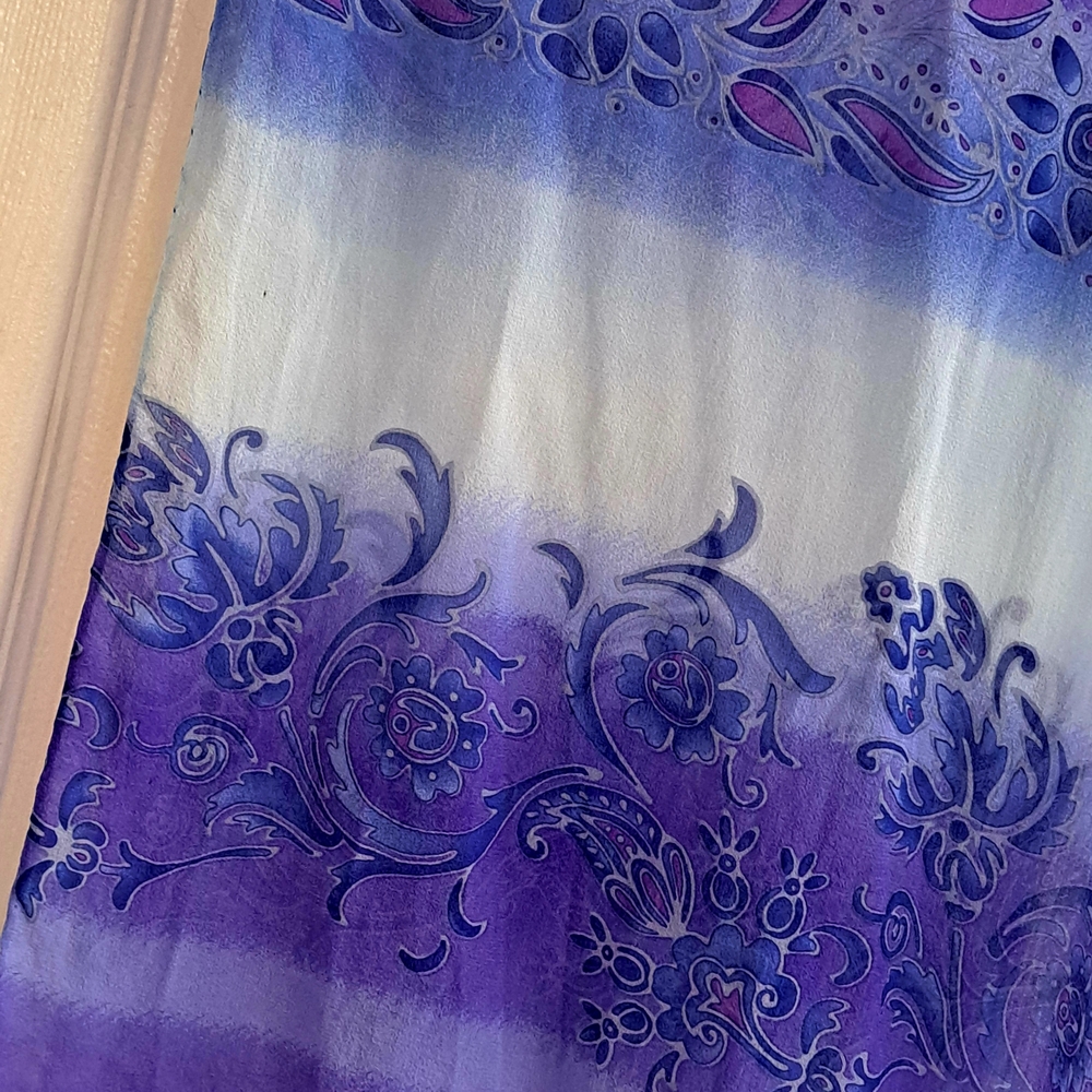 Furstenberg Silk Purple White and Blue Floral Scarf